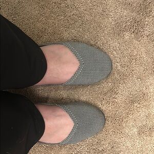 Women's Black and White Slip-On Shoes